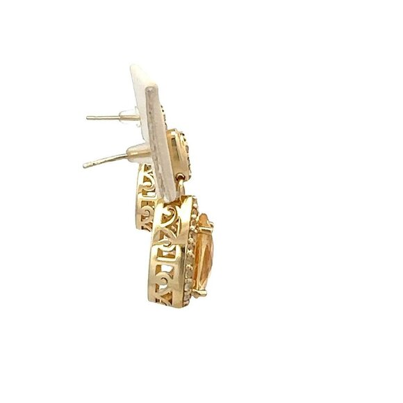 Designer FAS Sterling Silver w/ Gold Plate & Citrine Dangle Pierced Earrings! 19 - Picture 3 of 7